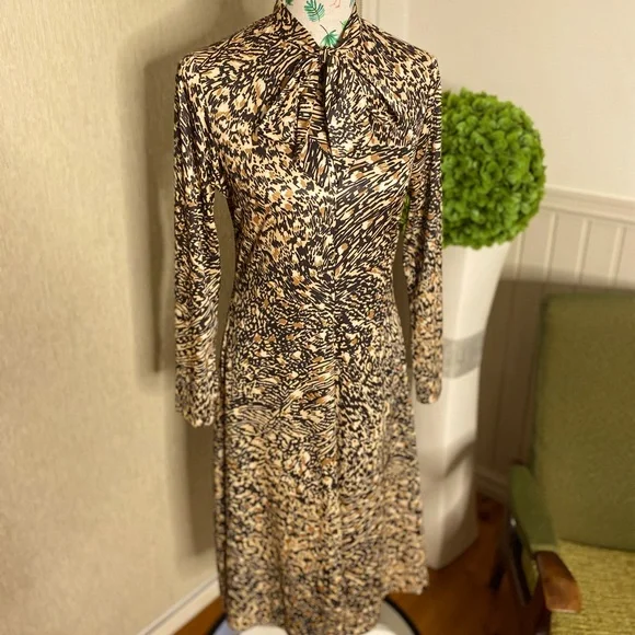 Vintage animal print dress by Stitches Plus, size 14. - Picture 1 of 10